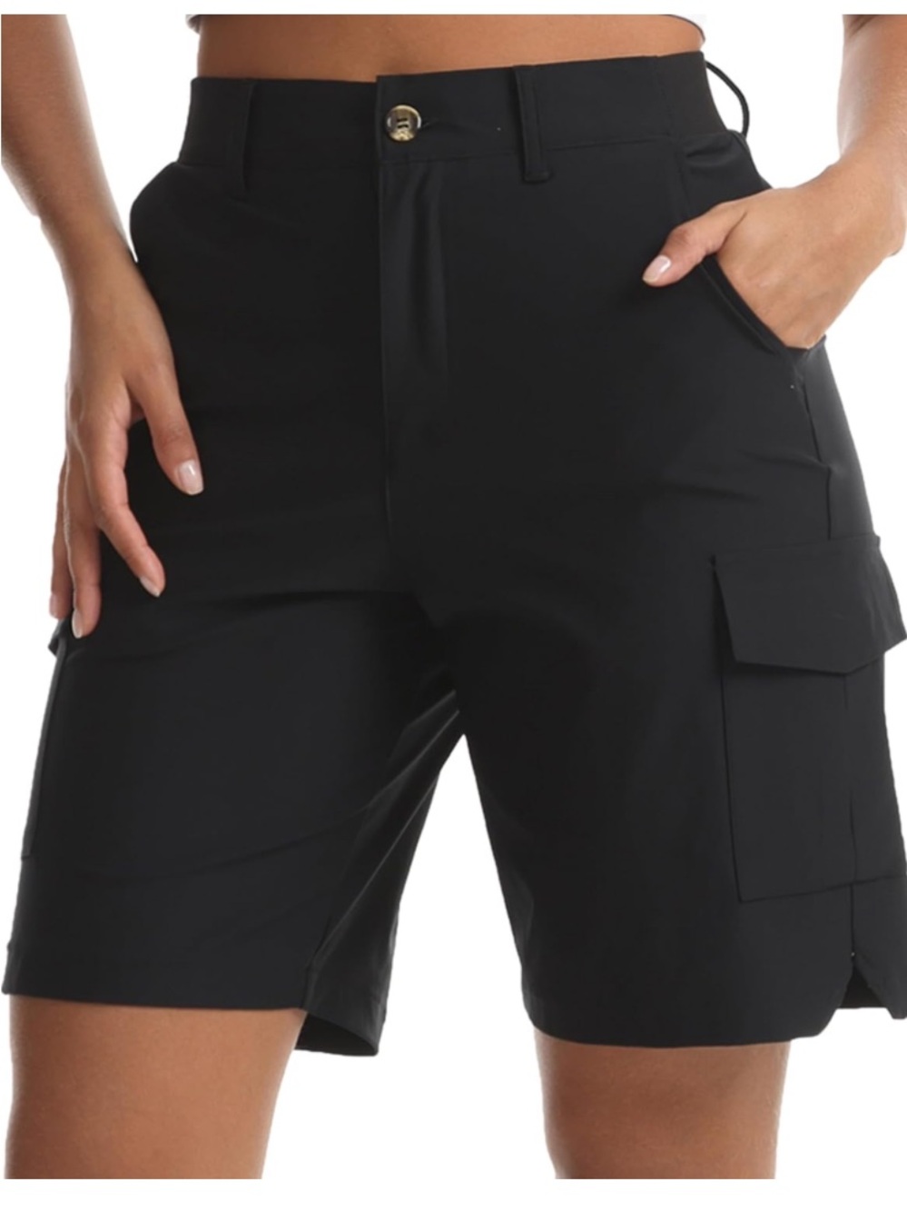 Women's Black 6" Hiking Cargo Bermuda Quick Dry Shorts Size Medium
